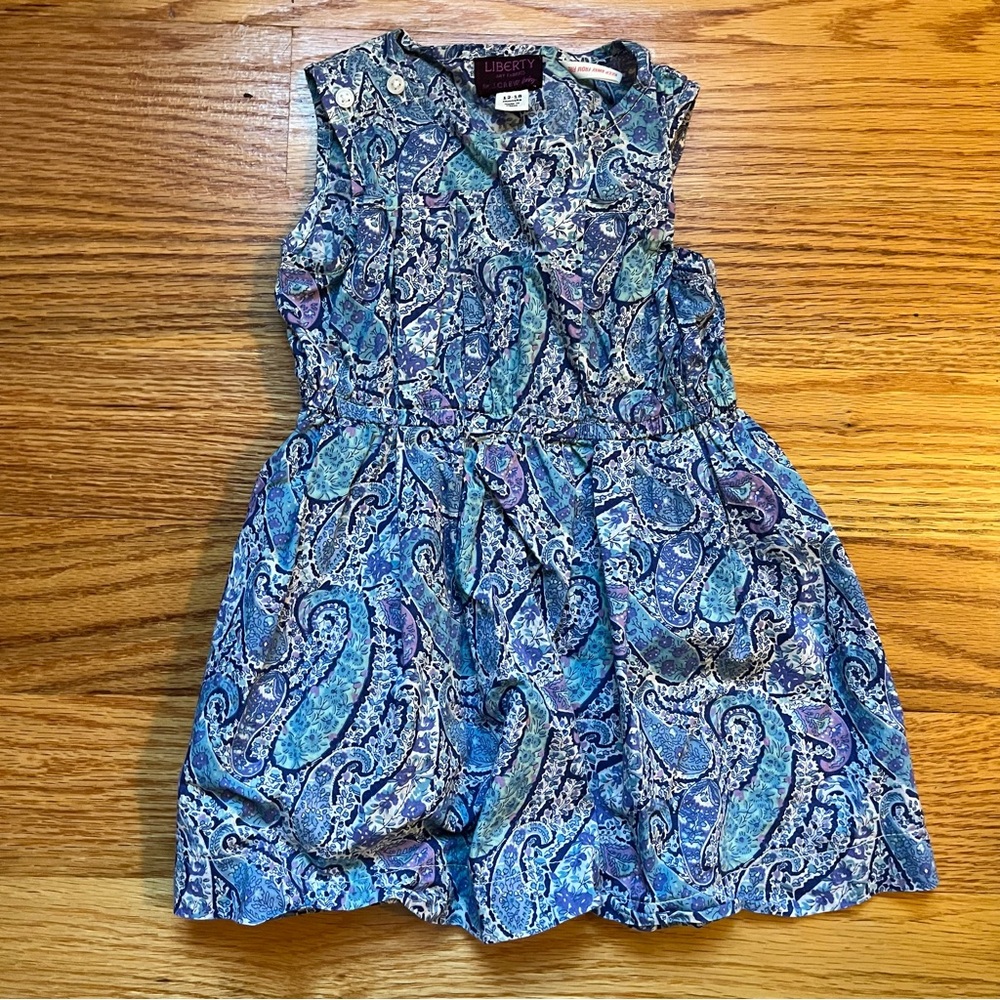 Liberty art fabrics for j. Crew baby blue paisley print dress size 12-18 months